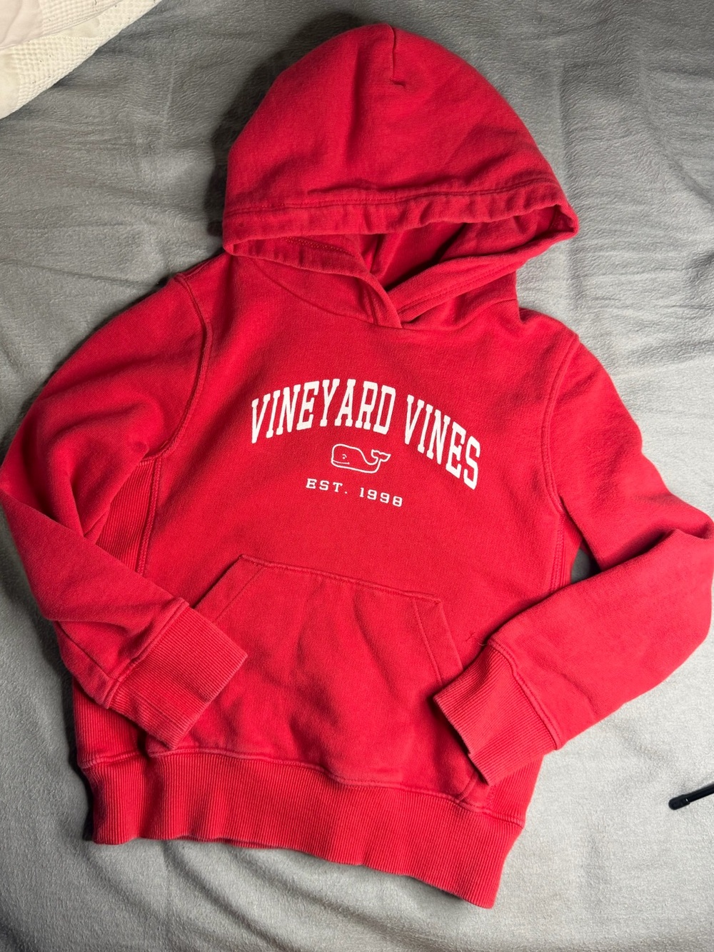 Kids Vineyard Vines Red Pullover Hoodie with White Logo